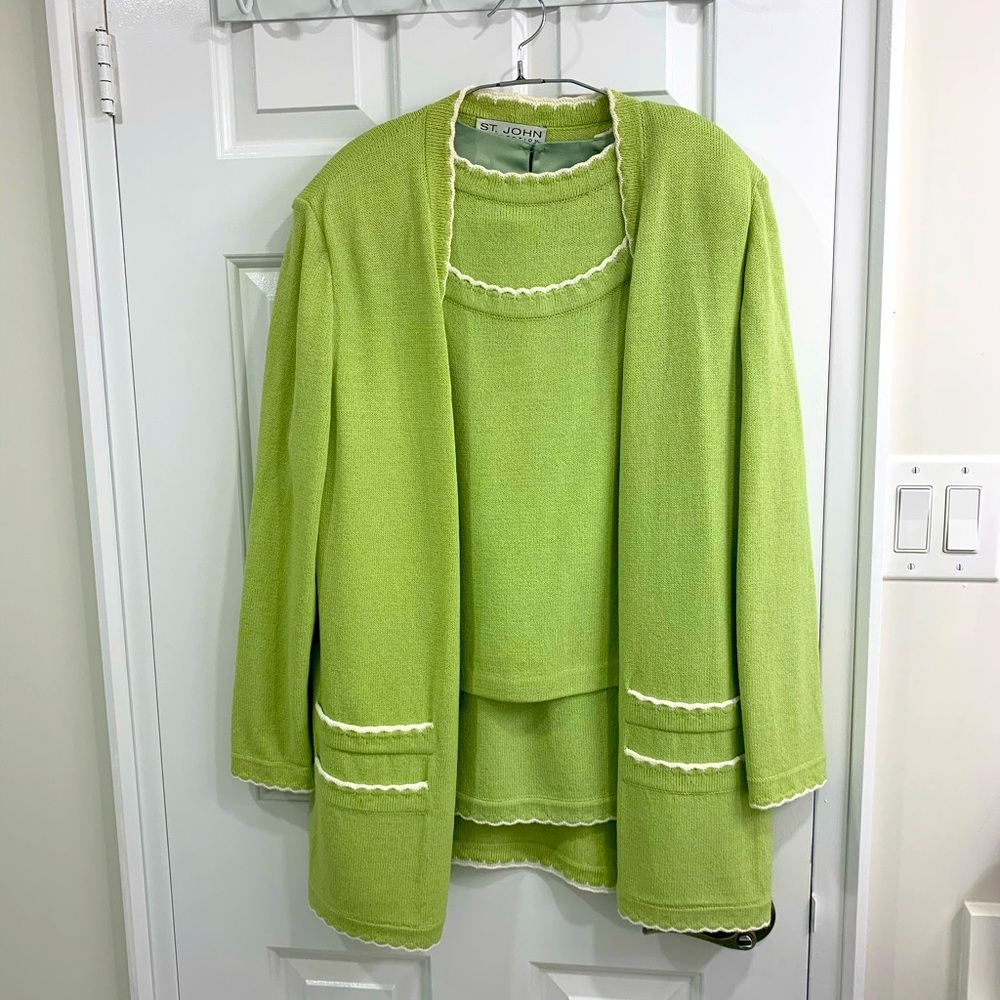St. John’s Collection, size 14, 3 piece suit, lime green, 24” skirt